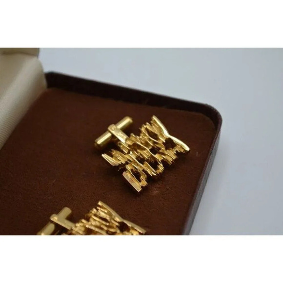 Sherman Sterling Silver Cufflinks Gold Plated "Senator" Vintage w/ Birks  Box - Picture 4 of 9